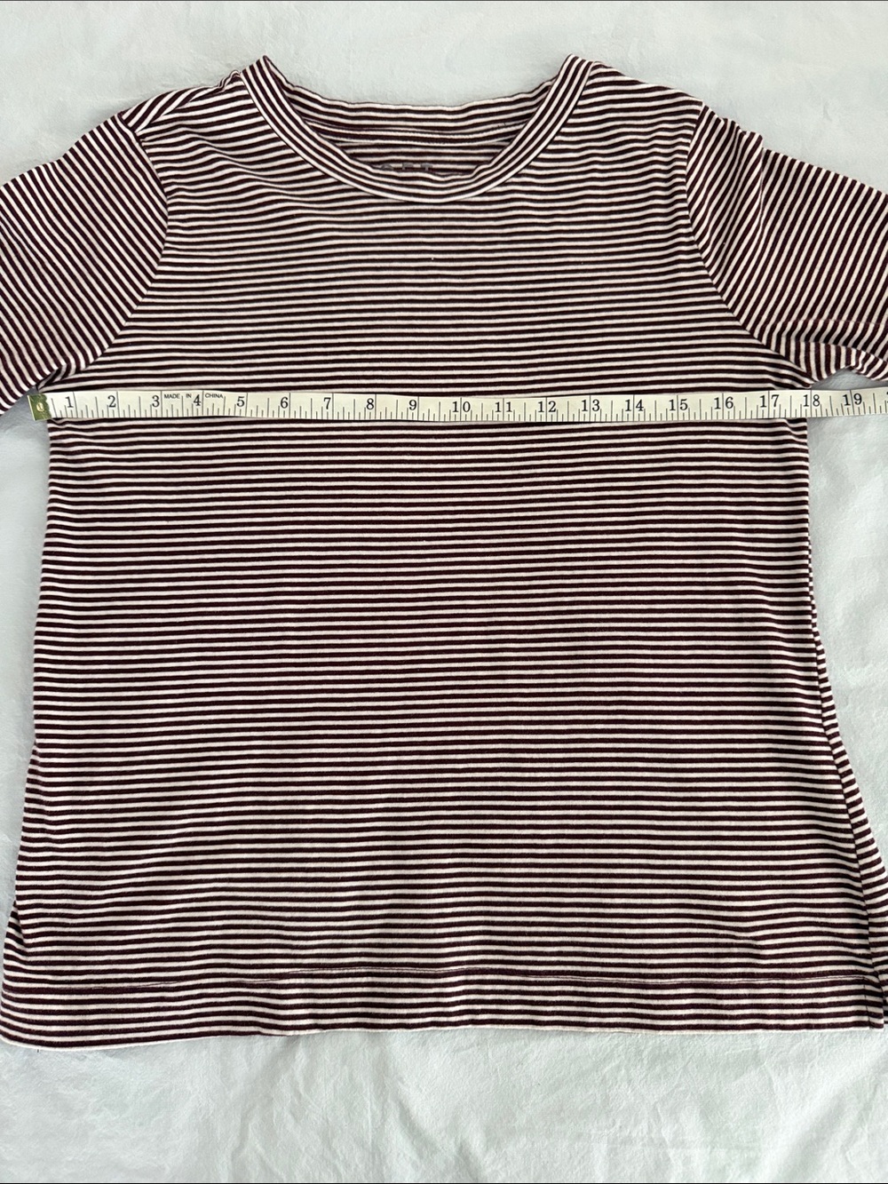 Loft dark maroon/white striped long sleeve tee. Size M. - Picture 8 of 10